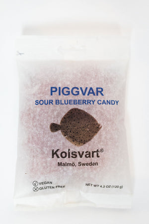 Kolsvart Piggvar Sour Blueberry Candy, Fresh Stock