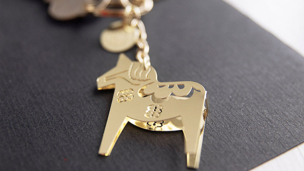 Metal Dala Horse Keychain
