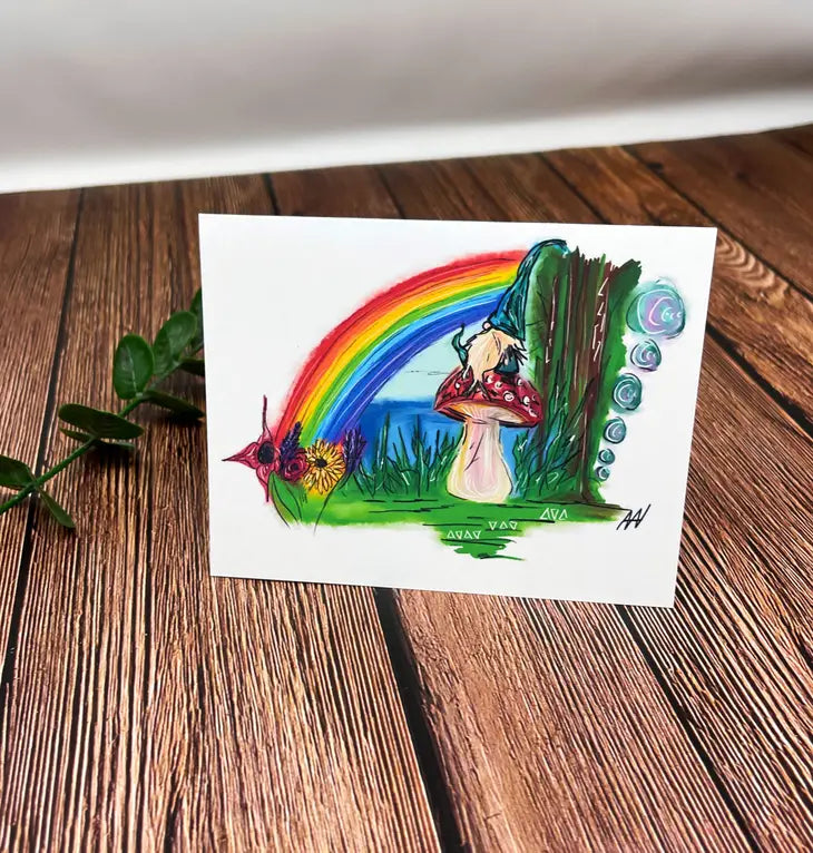 Rainbow Gnome Greeting Card