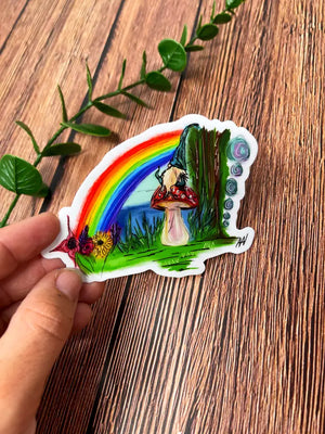 Rainbow Gnome Vinyl Sticker