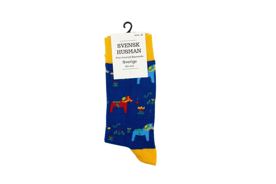 Svensk Husman Blue Dala Horse Socks