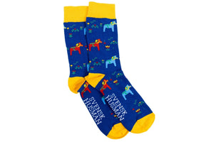 Svensk Husman Blue Dala Horse Socks